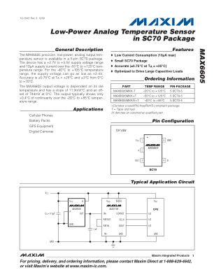 MAX6605 数据手册首页
