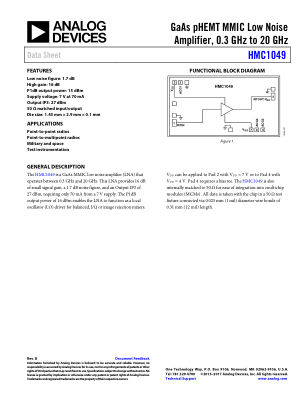 HMC1049CHIPS datasheet cover page
