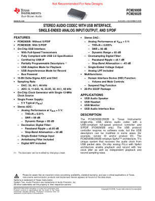 PCM2902B datasheet cover page