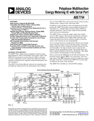 ADE7754 数据手册首页