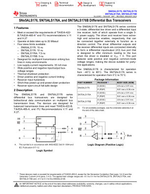 SN75ALS176B datasheet cover page