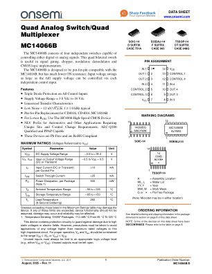 MC14066B 数据手册首页