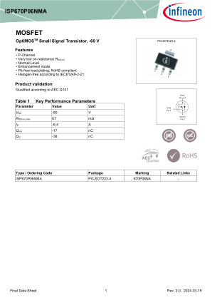 ISP670P06NMA datasheet cover page