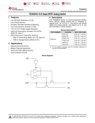 TS3A5018 datasheet cover page