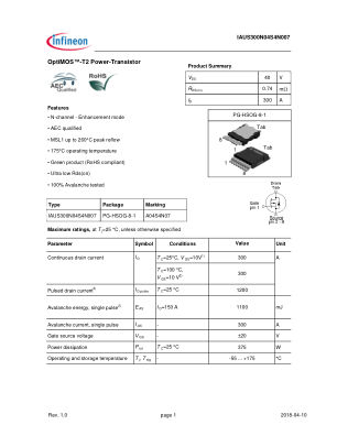 IAUS300N04S4N007 数据手册首页