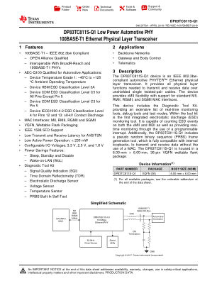 DP83TC811S-Q1 数据手册首页