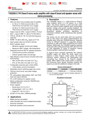 TAS2559 datasheet cover page