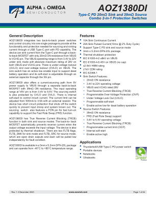 AOZ1380DI-01 datasheet cover page