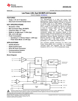 ADC08DL502 数据手册首页