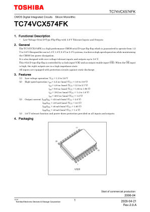 TC74VCX574FK datasheet cover page