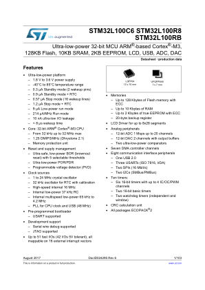 STM32L100C6 数据手册首页