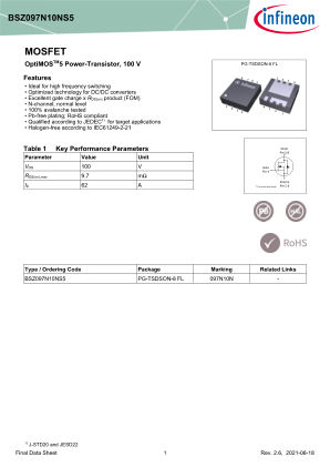 BSZ097N10NS5 datasheet cover page