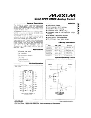 MAX333 数据手册首页