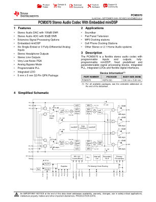 PCM3070 数据手册首页