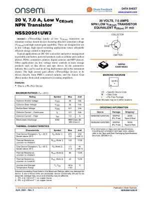 NSS20501UW3 数据手册首页