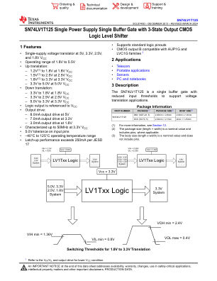 SN74LV1T125 数据手册首页