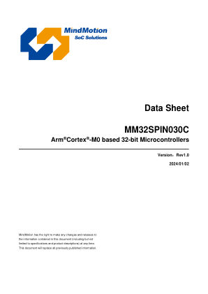 MM32SPIN030C datasheet cover page