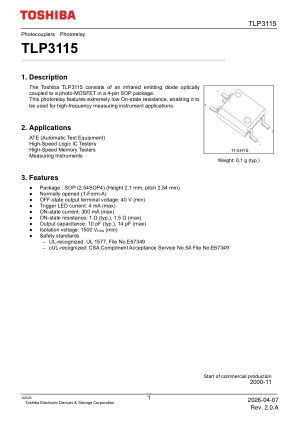 TLP3115 datasheet cover page