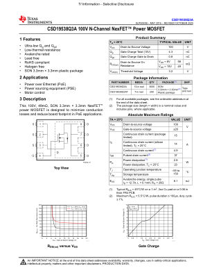 CSD19538Q3A 数据手册首页