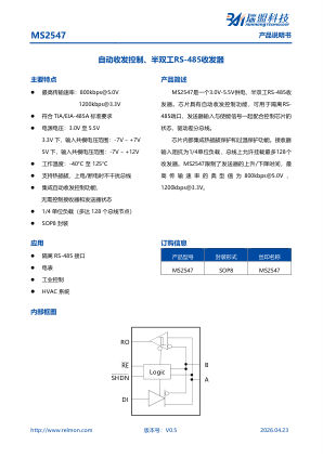 MS2547 datasheet cover page