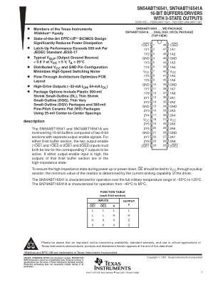 SN74ABT16541A datasheet cover page