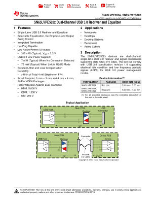 SN65LVPE502A datasheet cover page