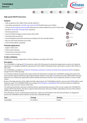 TLE9350BLE datasheet cover page