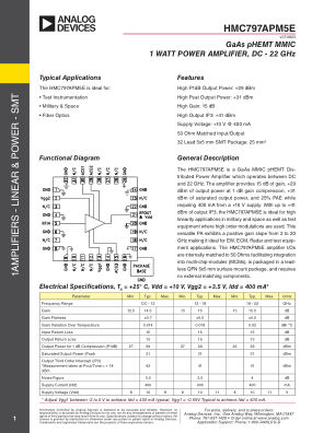 HMC797APM5E 数据手册首页