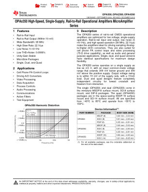 OPA4350 datasheet cover page