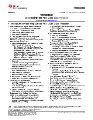 TMS320DM642Q datasheet cover page