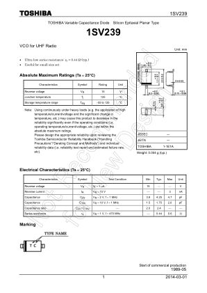 1SV239 数据手册首页