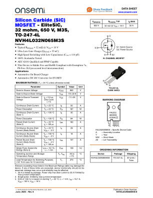 NVH4L032N065M3S 数据手册首页
