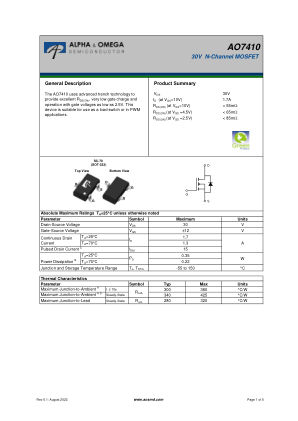 AO7410 datasheet cover page