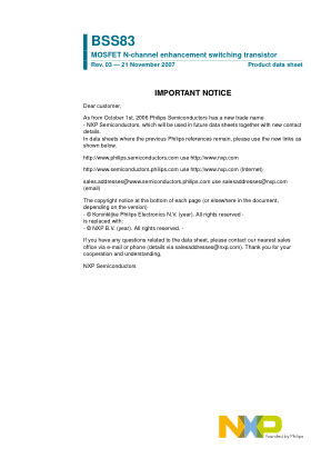 BSS83 datasheet cover page