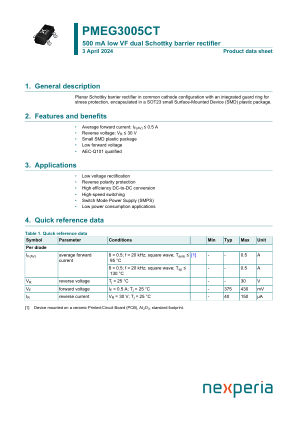 PMEG3005CT 数据手册首页