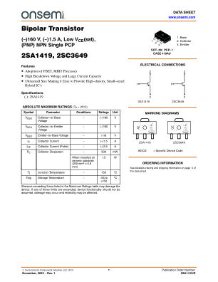 2SA1419 datasheet cover page