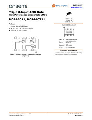 MC74AC11 数据手册首页