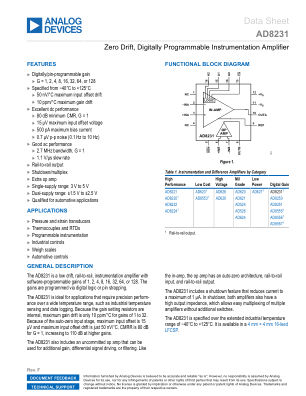 AD8231 datasheet cover page