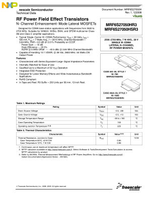 MRF6S27050H 数据手册首页
