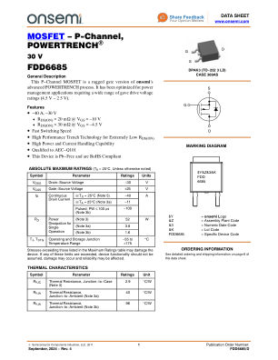 FDD6685 datasheet cover page