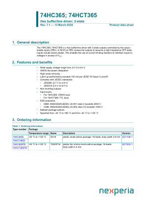 74HC365PW datasheet cover page