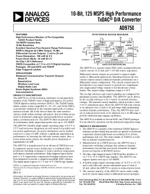 AD9750 数据手册首页