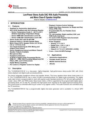 TLV320DAC3100-Q1 数据手册首页
