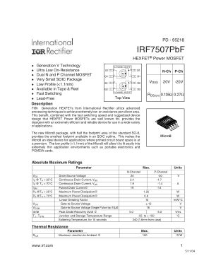 IRF7507 数据手册首页