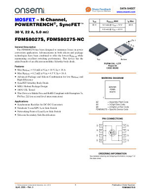 FDMS8027S datasheet cover page