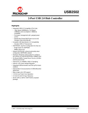 USB2502-HT 数据手册首页