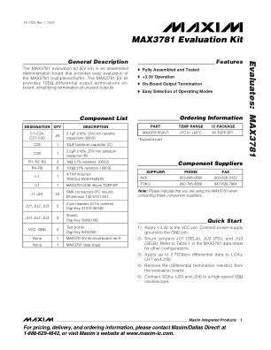 MAX3781EV 数据手册首页