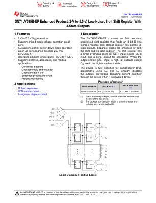 SN74LV595B-EP datasheet cover page