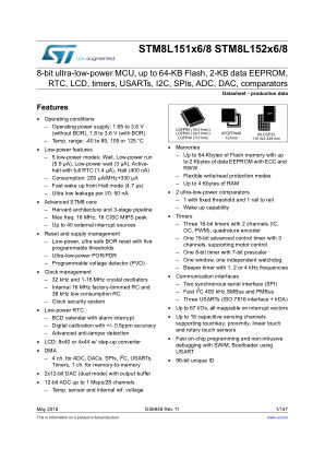 STM8L151R6 datasheet cover page