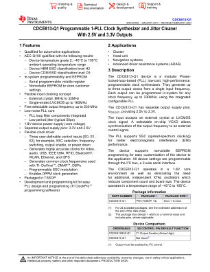 CDCE813-Q1 datasheet cover page